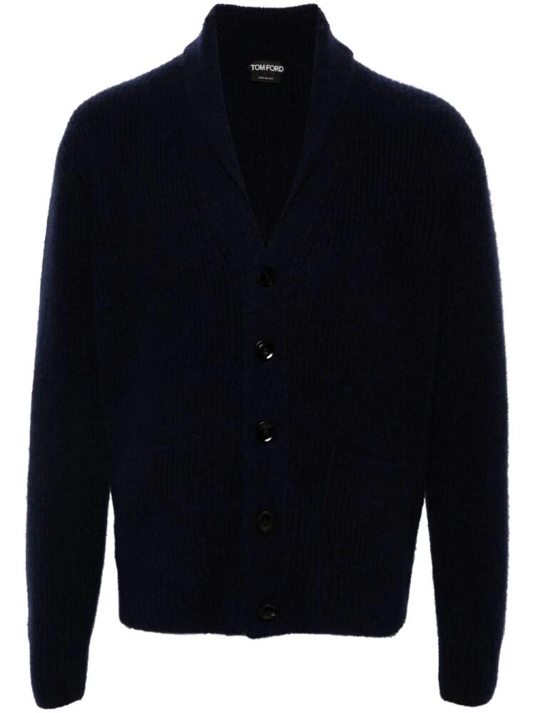 TOM FORD shawl-lapels brushed cardigan - Blue Cover