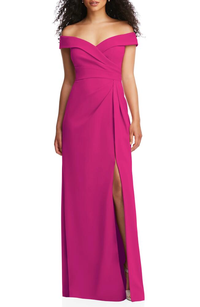 After Six Off the Shoulder Crepe Gown in Think Pink Cover