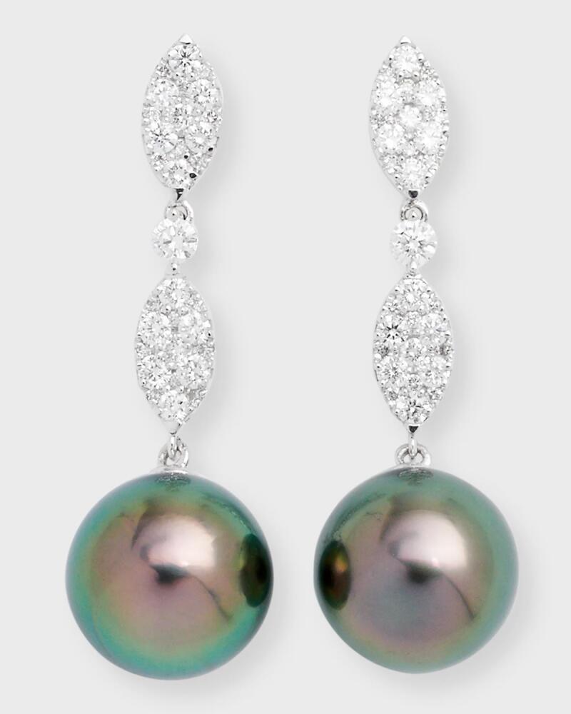 Belpearl Tahitian Pearl & Diamond Drop Earrings in 18k White Gold Cover