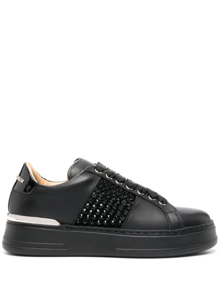 Philipp Plein logo-lettering leather sneakers - Black Cover