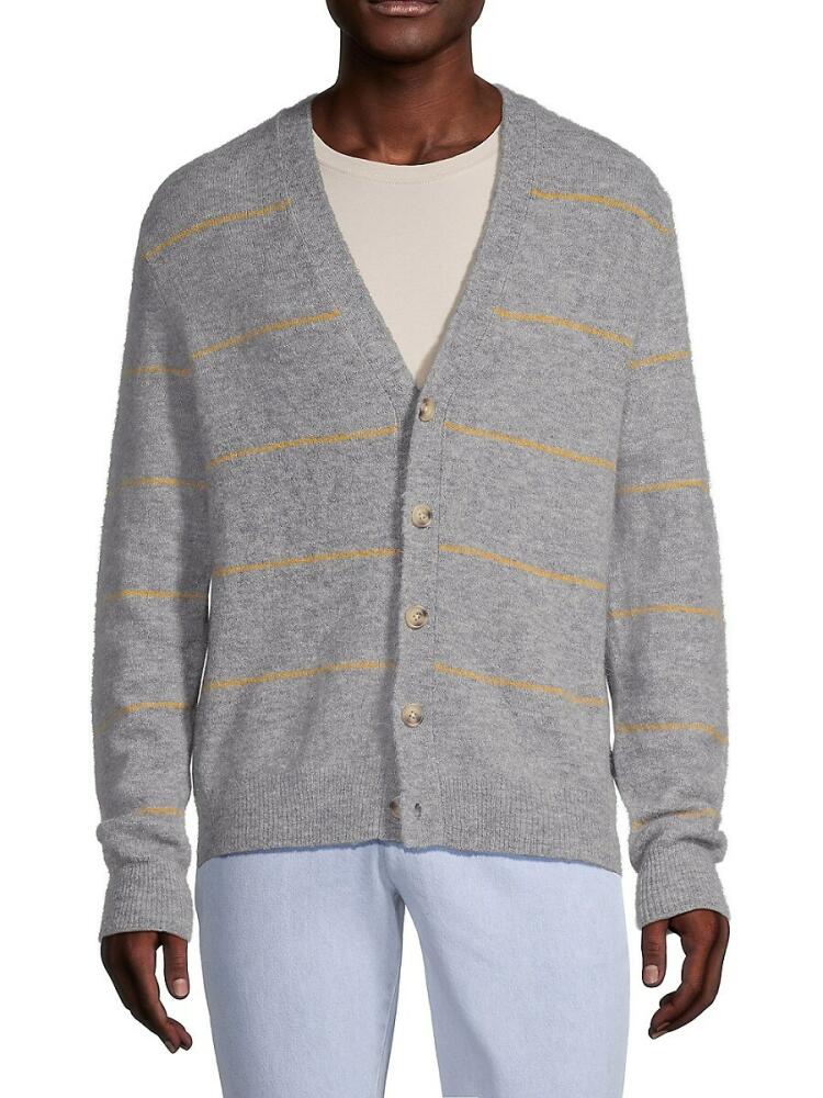 ATM Anthony Thomas Melillo Men's Alpaca-Blend Striped Cardigan - Heather Grey Cover