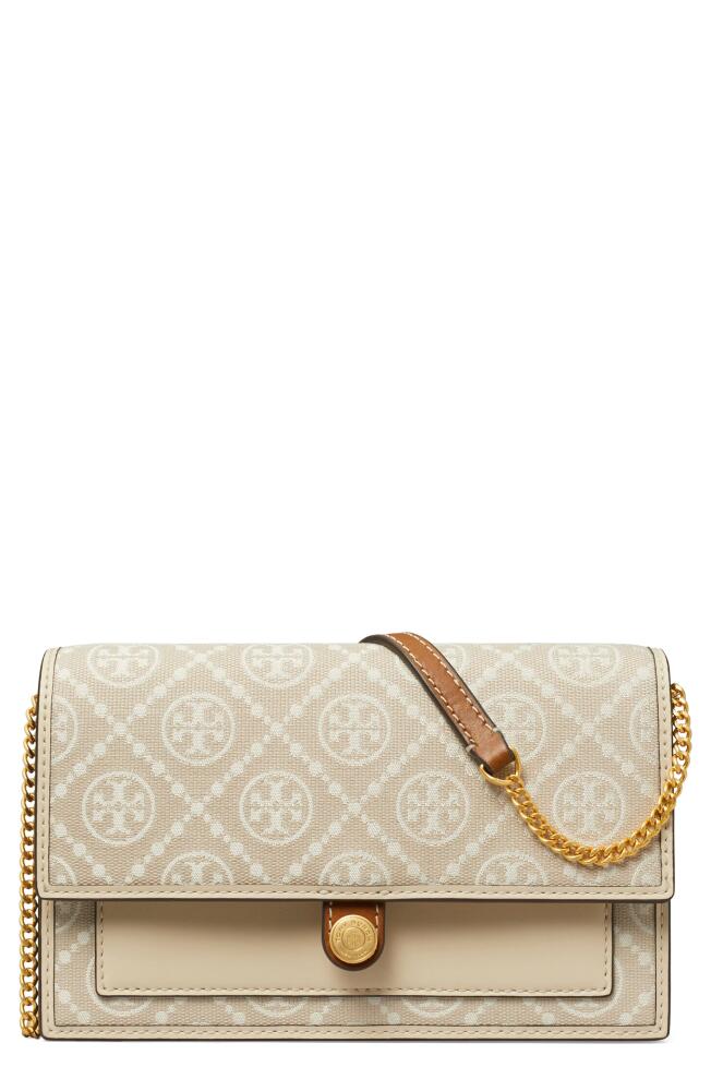 Tory Burch T Monogram Wallet on a Chain in Ivory Cover