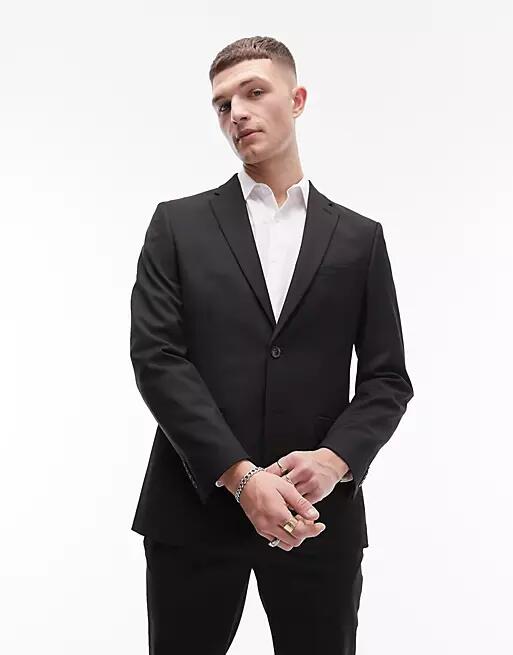 Topman wool mix blazer in black Cover