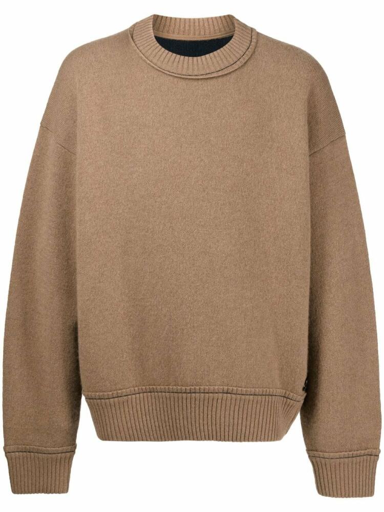 sacai crew-neck logo-plaque jumper - Brown Cover