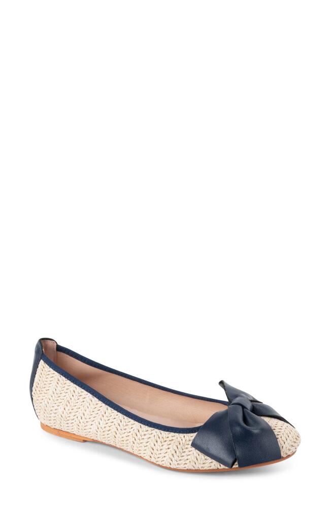 patricia green St. Tropez Bow Raffia Flat in Navy Cover