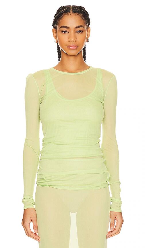 GRLFRND Long Sleeve Mesh Tee in Green Cover