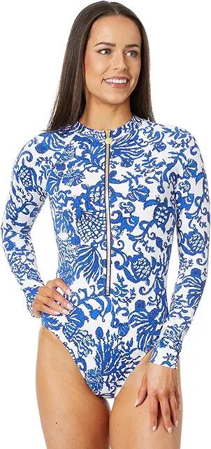 Lilly Pulitzer Randee Rashguard One Piece (Deeper Coconut Ride with Me) Women's Swimsuits One Piece Cover