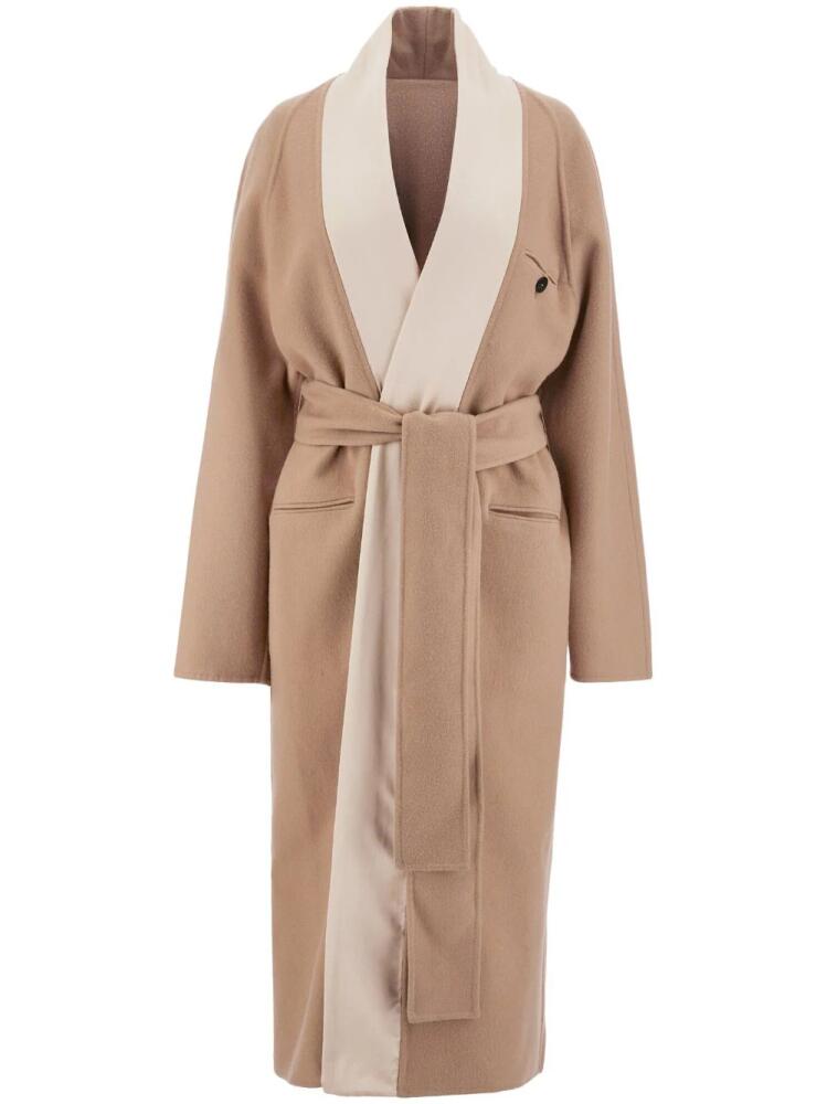 Ferragamo tied-waist wool coat - Neutrals Cover