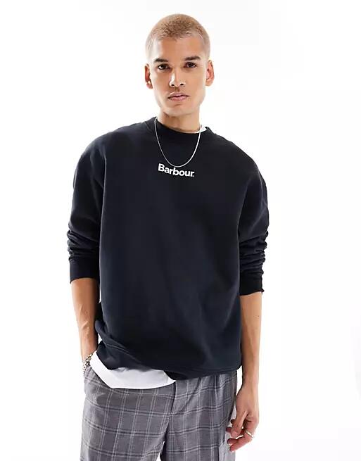 Barbour x ASOS Avalon oversized sweatshirt in black Cover