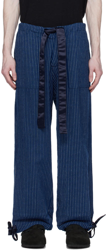 Greg Lauren Navy Pinstripe Trousers Cover