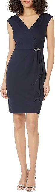 LAUREN Ralph Lauren Jersey Cap Sleeve Cocktail Dress (Lighthouse Navy) Women's Dress Cover