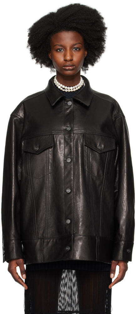 KHAITE Black 'The Grizzo' Leather Jacket Cover