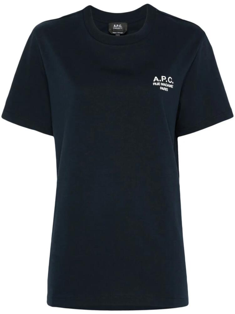 A.P.C. Rue Madame logo-embroidered T-shirt - Blue Cover