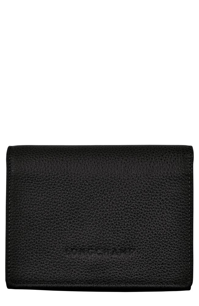 Longchamp Le Foulonné Leather Trifold Wallet in Black Cover