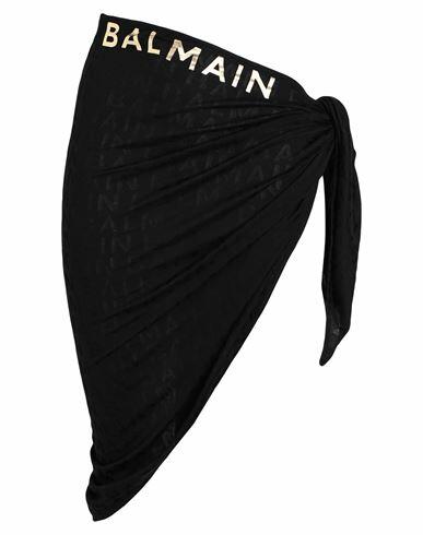 Balmain Woman Sarong Black Cotton, Viscose Cover