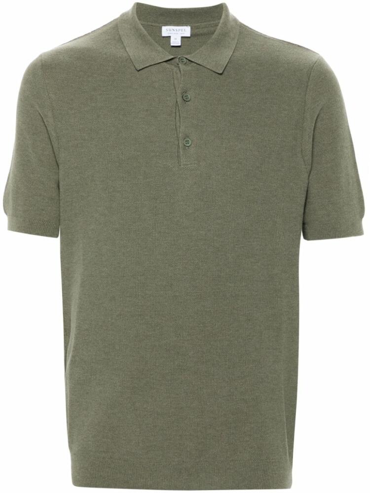 Sunspel fine-knit cotton polo shirt - Green Cover