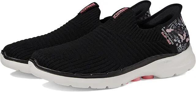 SKECHERS Performance Go Walk 6 Tropical Bay Hands Free Slip-Ins (Black/Pink) Women's Shoes Cover