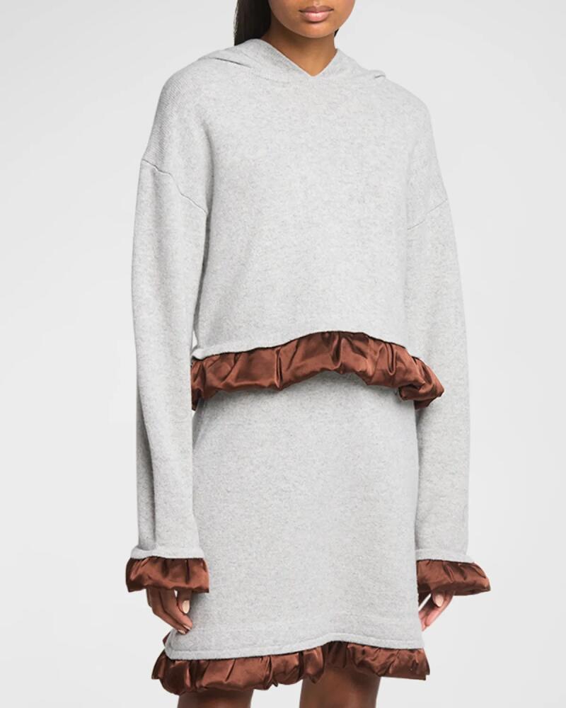 JW Anderson Ruffle Satin Trimmed Wool Hoodie Cover