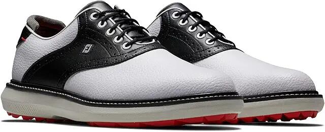 FootJoy Traditions Spikeless Golf Shoes (White/Black) Men's Shoes Cover