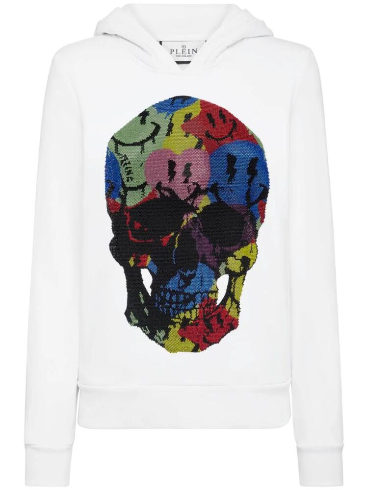 Philipp Plein skull-print cotton hoodie - White Cover