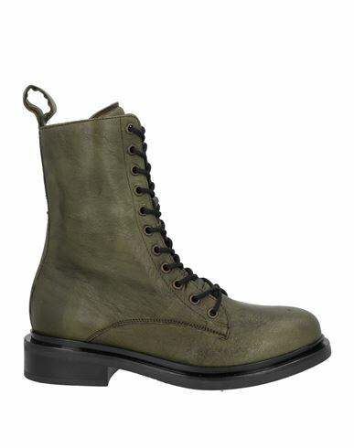 Paola Ferri Woman Ankle boots Military green Leather Cover