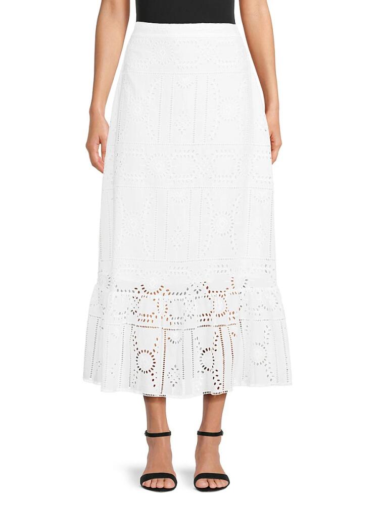 The Kooples Women's Eyelet Midi Skirt - White Cover