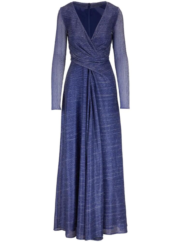 Talbot Runhof metallic-effect V-neck dress - Blue Cover