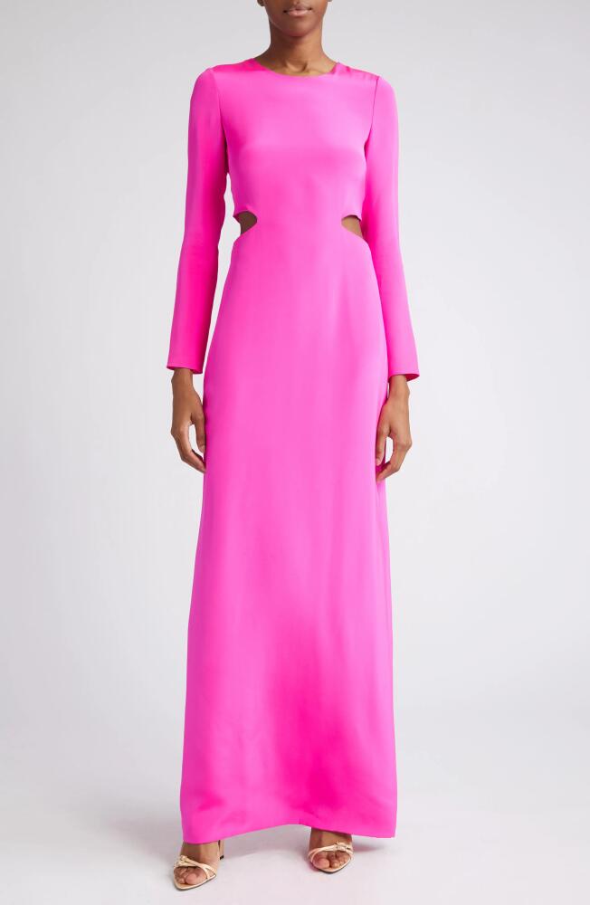 Adam Lippes Alexandra Long Sleeve Silk Crepe Column Gown in Hot Pink Cover