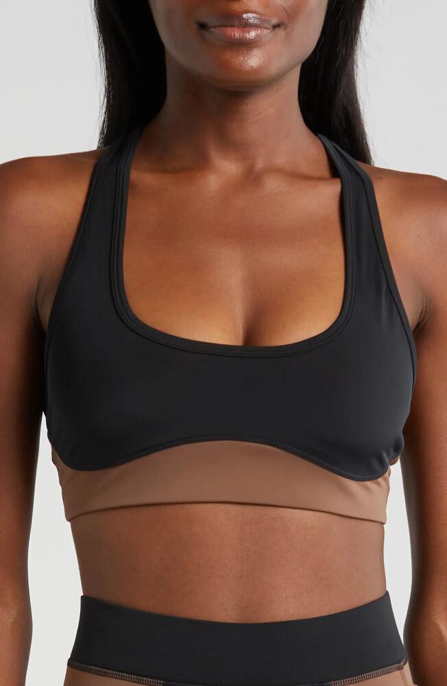 Daughter Lessons Heartbreaker Colorblock Stretch Nylon Sports Bra in Black Cover