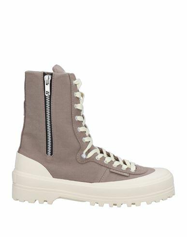 Paura X Superga Woman Ankle boots Khaki Textile fibers, Soft Leather Cover