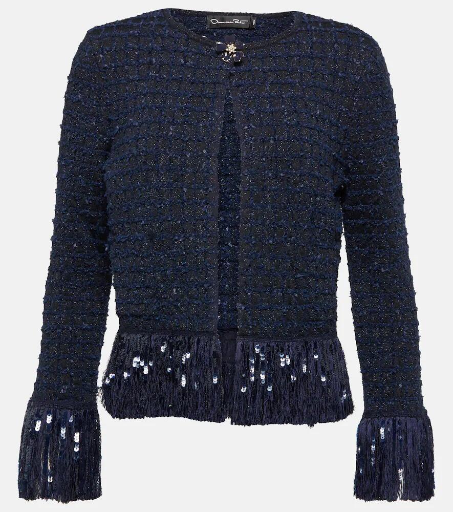 Oscar de la Renta Fringed tweed jacket Cover