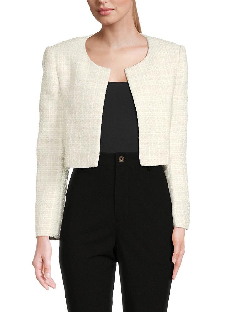 BCBGMAXAZRIA Women's Tweed Crop Jacket - Gardenia Cover