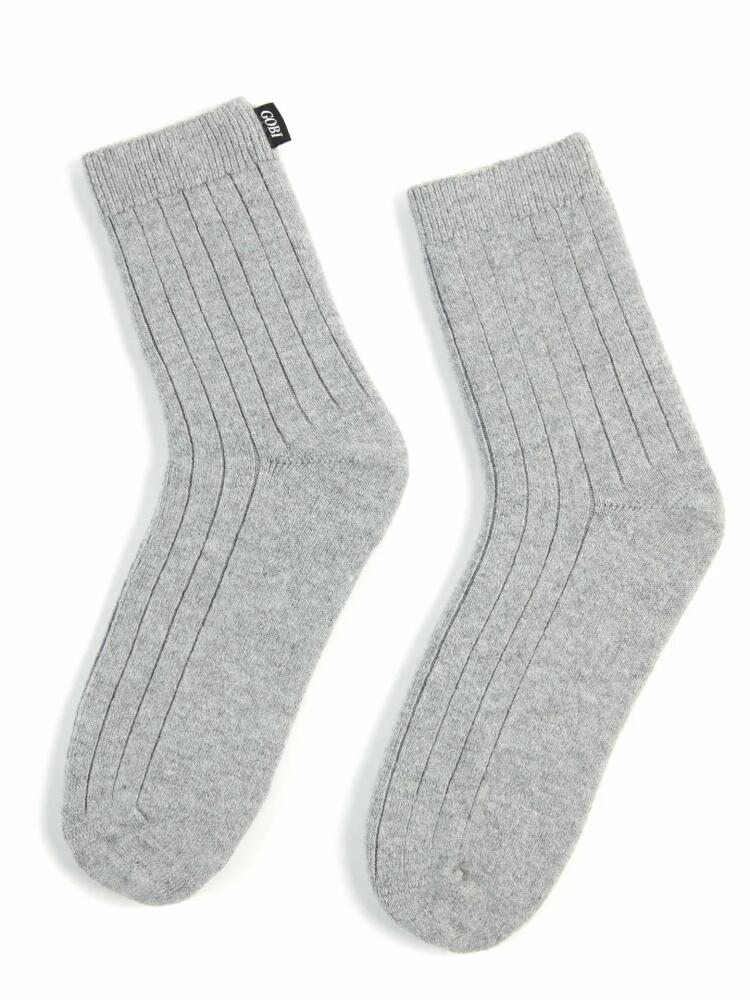 Gobi Cashmere Trim Knit Bed Socks in Vapor Blue Cover