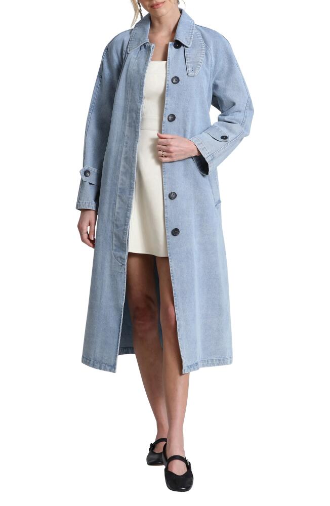 Avec Les Filles Denim Trench Coat in Light Wash Cover