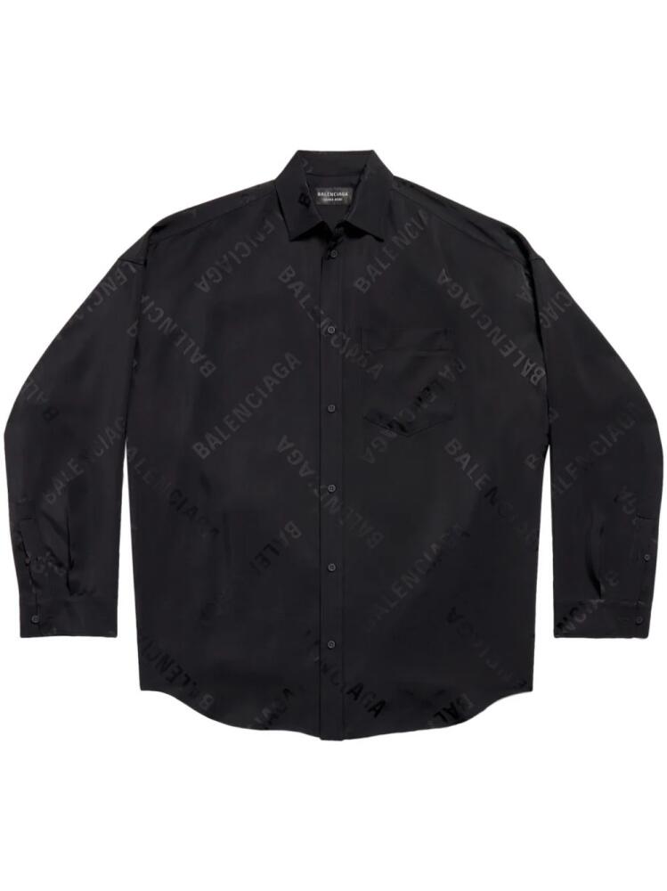 Balenciaga logo-print long-sleeve shirt - Black Cover