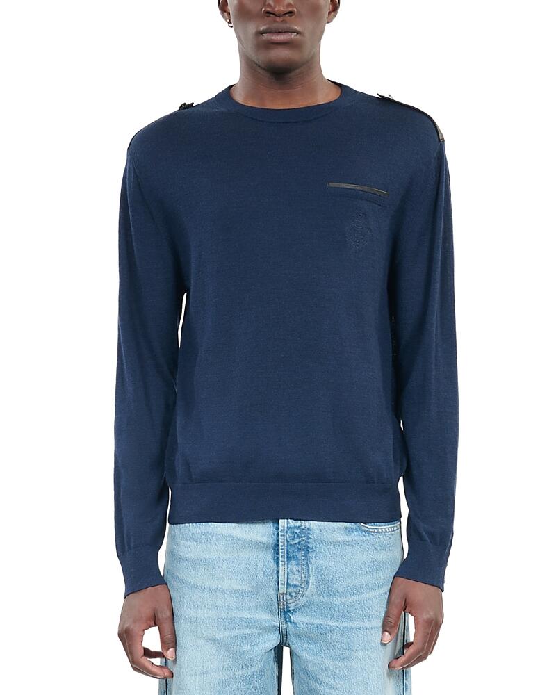 The Kooples Merino Wool Leather Trimmed Straight Fit Sweater Cover