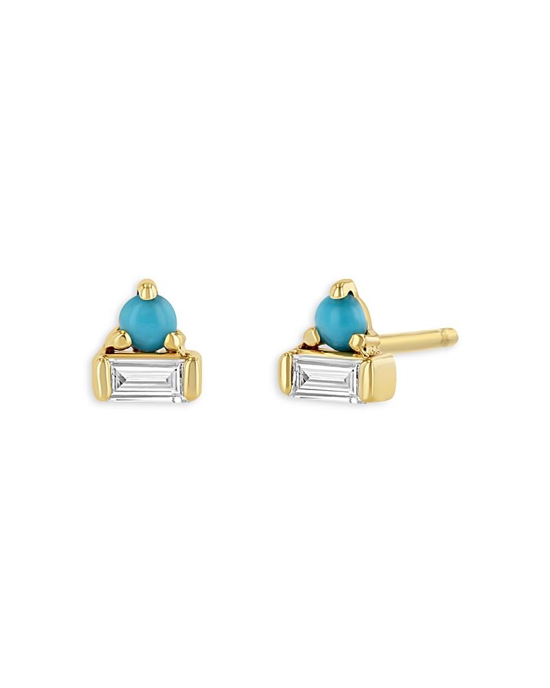 Zoe Chicco 14K Gold Diamond & Turquoise Stud Earrings Cover