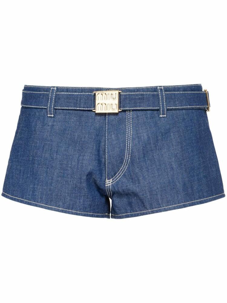 Miu Miu belted denim shorts - Blue Cover