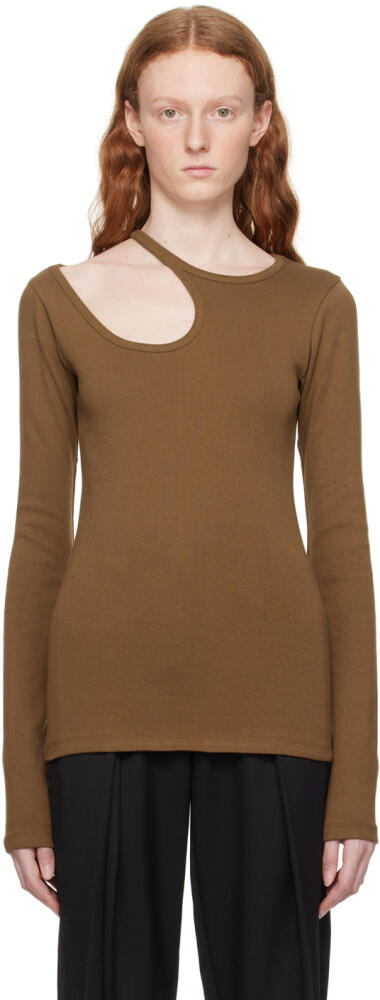 LOW CLASSIC Brown Curve Hole Long Sleeve T-Shirt Cover