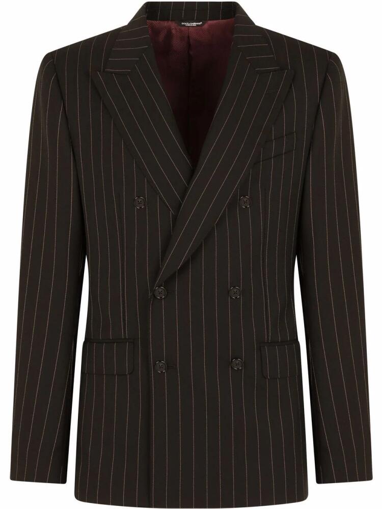 Dolce & Gabbana double-breasted pinstripe wool suit - Black Cover