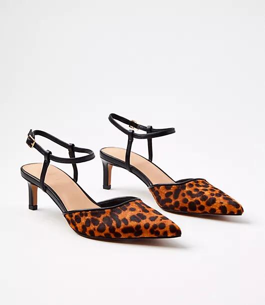 Loft Leopard Print Haircalf Ankle Strap Heels Cover