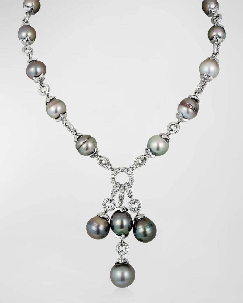 Andreoli 18K White Gold Tahitian Pearl Necklace with Diamonds Cover