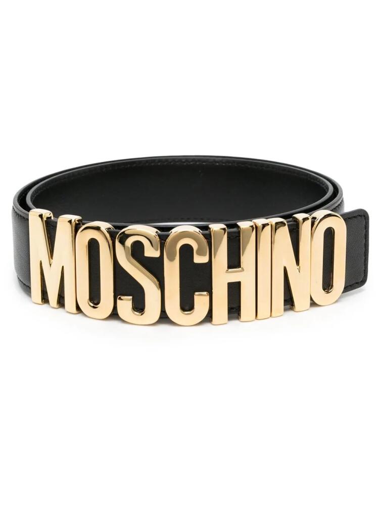 Moschino logo-lettering buckle belt - Black Cover