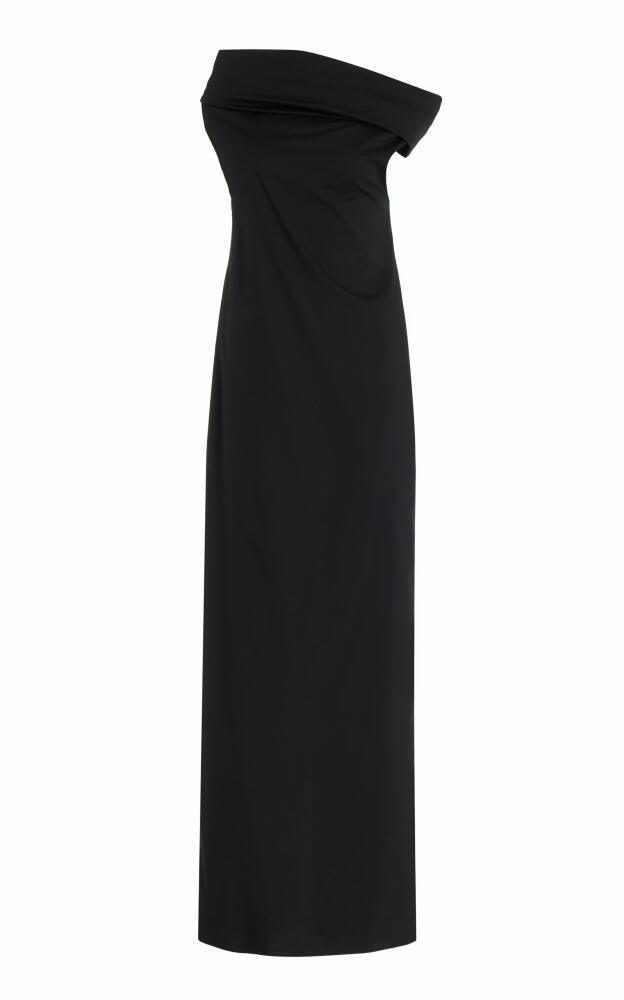 Sophie et Voila - Off-The-Shoulder Draped Stretch-Cotton Maxi Dress - Black Cover