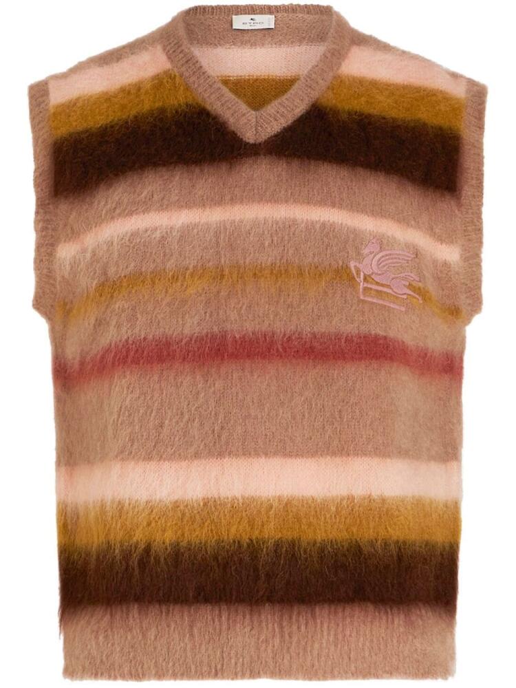 ETRO logo-embroidered mohair-blend sleeveless jumper - Neutrals Cover