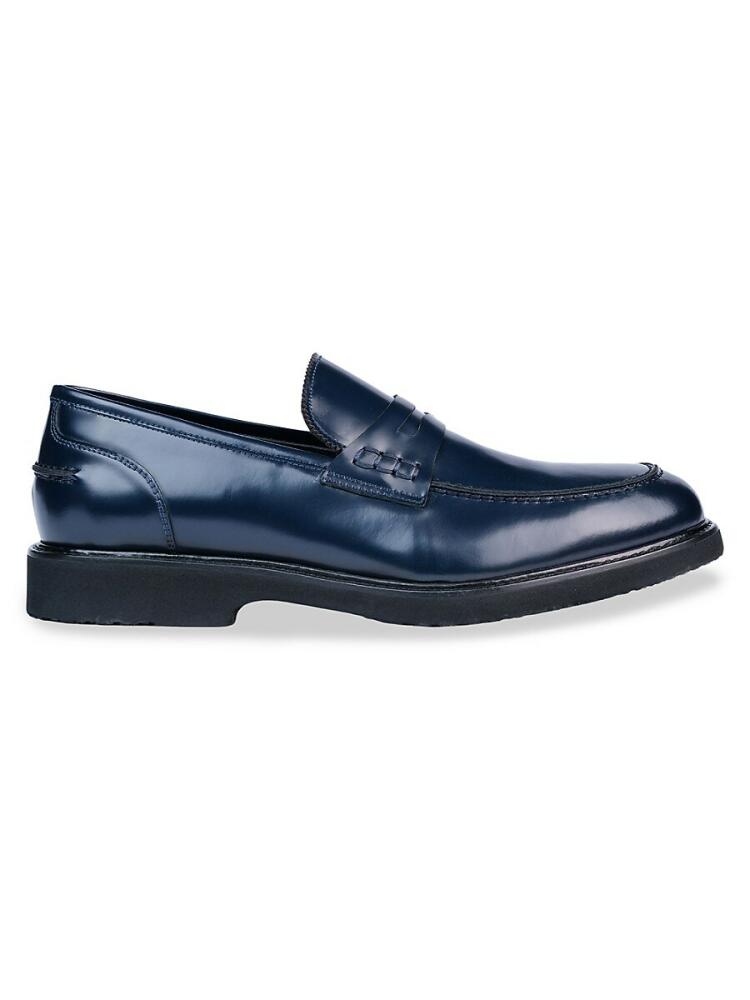 Vellapais Men's Tavro Leather Penny Loafers - Navy Blue Cover