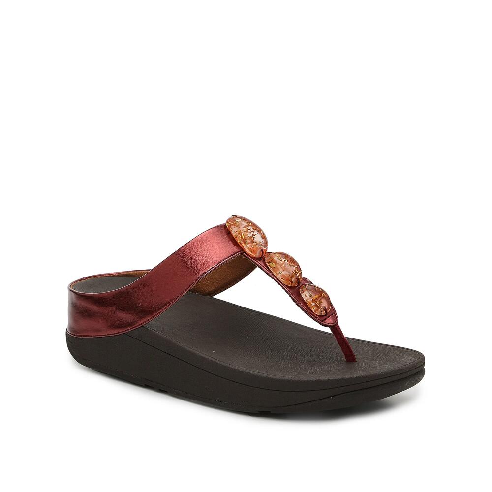 FitFlop Fino Wedge Sandal | Women's | Red Metallic Cover