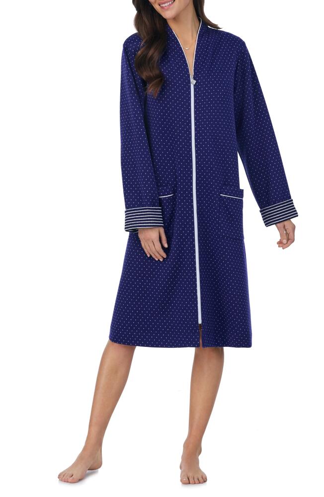 Eileen West Waltz Long Sleeve Zip-Up Robe in Navy Prt Cover