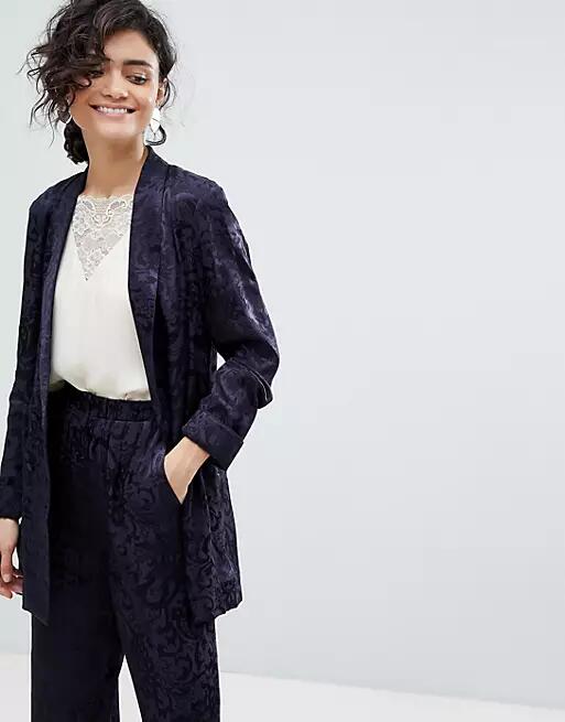 ASOS Soft Jacquard Blazer-Navy Cover