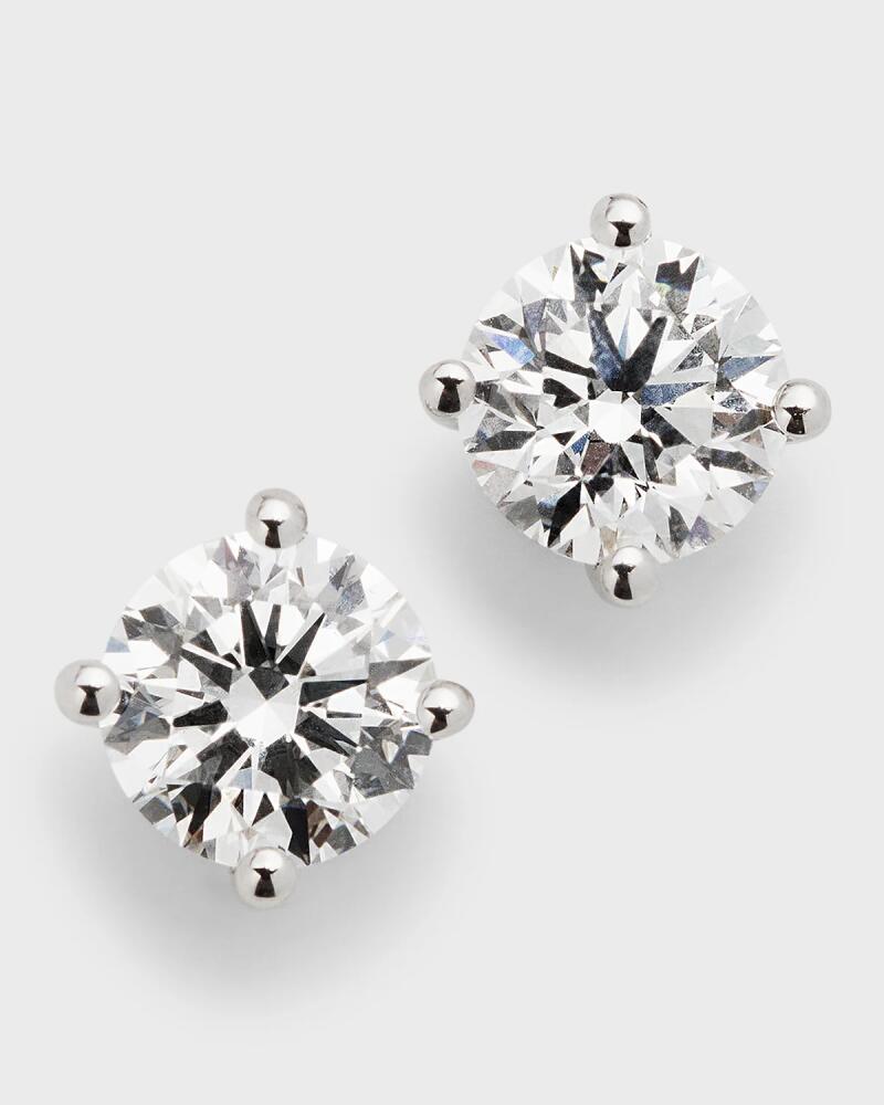 Neiman Marcus Lab Grown Diamonds Lab Grown Diamond 18K White Gold Round Stud Earrings, 2.0tcw Cover